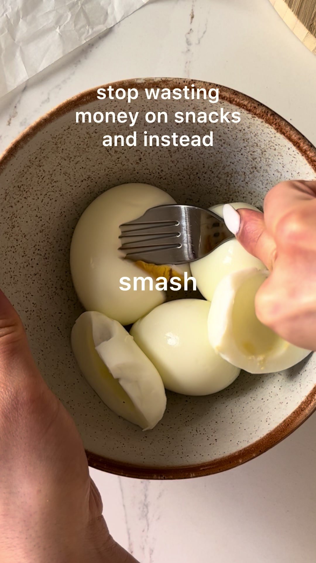 stop wasting
money on snacks
and instead

eggs
smash
greek y